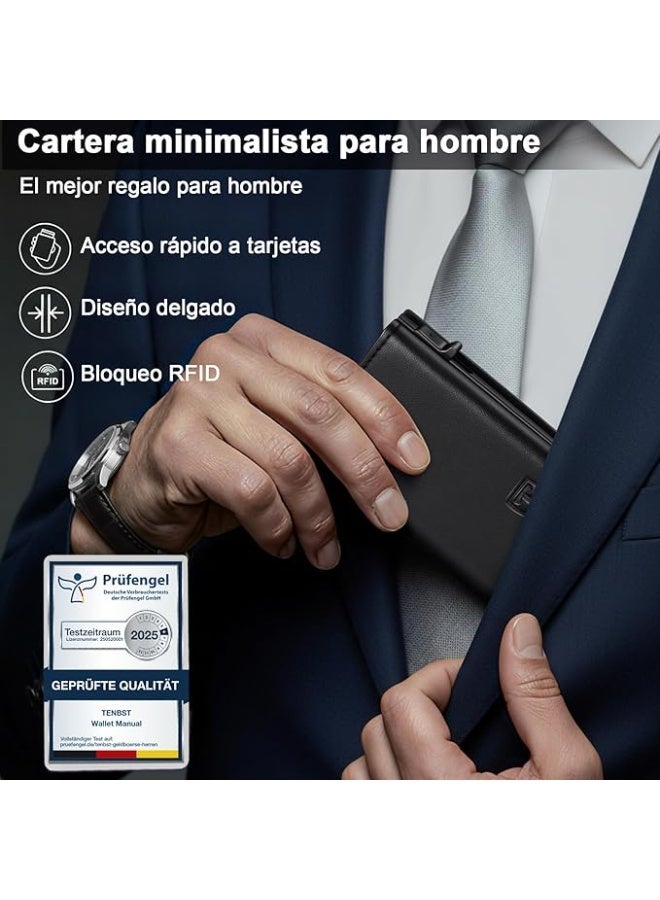 محفظة رجالية نحيفة مع جيب عملات معدنية وحماية RFID محفظة جلدية مع 8 فتحات بطاقات بتصميم مدمج - Image 4